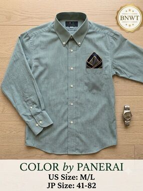 Color by Panerai Men's Striped Dress Shirt - 100% Cotton - US M/L